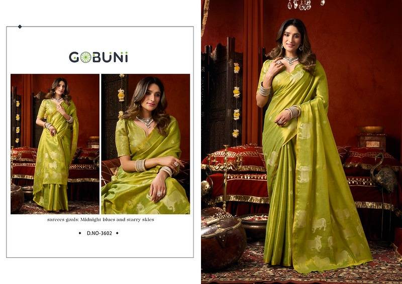 SUPRIYA BY GOBUNI 3601 To 3606 Series Indian Traditional Wear Collection Beautiful Stylish Fancy Colorful Occasional Wear Heavy Tissue Sarees At Wholesale Price
